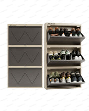 Welbuilt | 3-Door | 18 Pairs | Wall Mounted Metal Shoe Rack | Brown