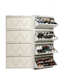 Welbuilt | 4-Door | 24-28 Pairs | Wall Mounted Metal Shoe Rack | White