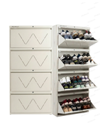 Welbuilt | 4-Door | 24-28 Pairs | Wall Mounted Metal Shoe Rack | White