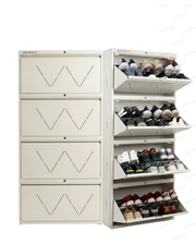 Welbuilt | 4-Door | 24-28 Pairs | Wall Mounted Metal Shoe Rack | White