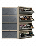 Welbuilt | 4-Door | 32-36 Pairs | Wall Mounted Metal Shoe Rack | Grey
