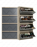 Welbuilt | 4-Door | 32-36 Pairs | Wall Mounted Metal Shoe Rack | Grey