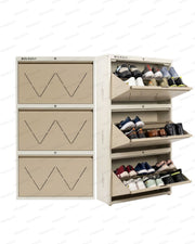 Welbuilt | 3-Door | 18 Pairs | Wall Mounted Metal Shoe Rack | Beige