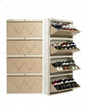 Welbuilt | 4-Door | 24-28 Pairs | Wall Mounted Metal Shoe Rack | Beige