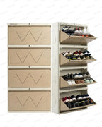 Welbuilt | 4-Door | 24-28 Pairs | Wall Mounted Metal Shoe Rack | Beige