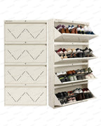 Welbuilt | 4-Door | 32-36 Pairs | Wall Mounted Metal Shoe Rack | White