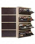 Welbuilt | 4-Door | 32-36 Pairs | Wall Mounted Metal Shoe Rack | Brown