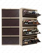 Welbuilt | 4-Door | 32-36 Pairs | Wall Mounted Metal Shoe Rack | Brown