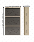 Welbuilt 4-Drawer Metal Shoe Storage Cabinet – Flip-Down Tilt Shoe Rack with Locking Doors, Space-Saving Entryway Organizer (18-24 Pairs) | Beige & Brown