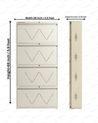 Welbuilt | 4-Door | 24-28 Pairs | Wall Mounted Metal Shoe Rack | White