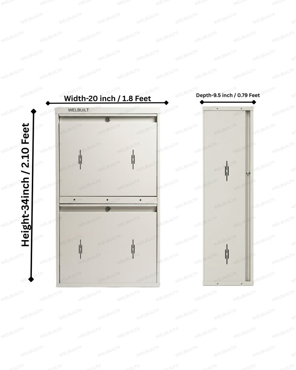 Welbuilt | 2-Door |8-10 | Pairs Wall Mounted Metal Shoe Rack | White