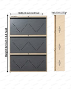 Welbuilt | 3-Door | 24 Pairs | Wall Mounted Metal Shoe Rack | Grey