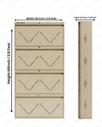 Welbuilt | 4-Door | 32-36 Pairs | Wall Mounted Metal Shoe Rack | Beige