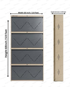 Welbuilt | 4-Door | 32-36 Pairs | Wall Mounted Metal Shoe Rack | Grey