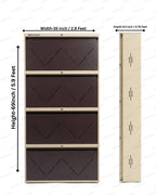 Welbuilt | 4-Door | 32-36 Pairs | Wall Mounted Metal Shoe Rack | Brown