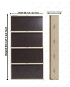 Welbuilt 4-Drawer Metal Shoe Storage Cabinet – Flip-Down Tilt Shoe Rack with Locking Doors, Space-Saving Entryway Organizer (18-24 Pairs) | Beige & Brown