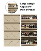 Welbuilt | 4-Door | 32-36 Pairs | Wall Mounted Metal Shoe Rack | Beige