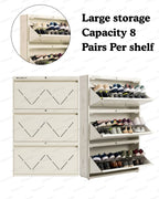 Welbuilt | 3-Door | 24 Pairs | Wall Mounted Metal Shoe Rack | White