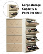 Welbuilt | 4-Door | 24-28 Pairs | Wall Mounted Metal Shoe Rack | Beige