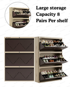 Welbuilt | 3-Door | 24 Pairs | Wall Mounted Metal Shoe Rack | Full Beige