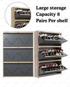Welbuilt | 3-Door | 24 Pairs | Wall Mounted Metal Shoe Rack | Grey
