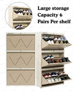 Welbuilt | 3-Door | 18 Pairs | Wall Mounted Metal Shoe Rack | Beige