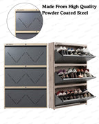 Welbuilt | 3-Door | 24 Pairs | Wall Mounted Metal Shoe Rack | Grey