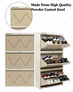 Welbuilt | 3-Door | 18 Pairs | Wall Mounted Metal Shoe Rack | Beige