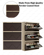 Welbuilt | 3-Door | 24 Pairs | Wall Mounted Metal Shoe Rack | Full Beige