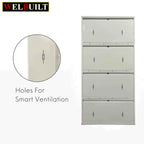 29" Wall Mounted Shoe Rack - Double Decker Metal Organizer for 24 Pairs with 4 Doors and Lock - White