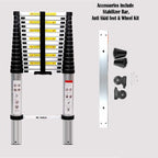 Welbuilt 23 Feet (7 Meter) 18 Step Portable & Compact Telescopic Ladder | 2-Year Warranty | EN131 Certified Foldable Multipurpose Step Ladder for Home & Outdoor use (23 Feet Aluminium)-Building Supplies-Welbuilt Products-Aman Overseas