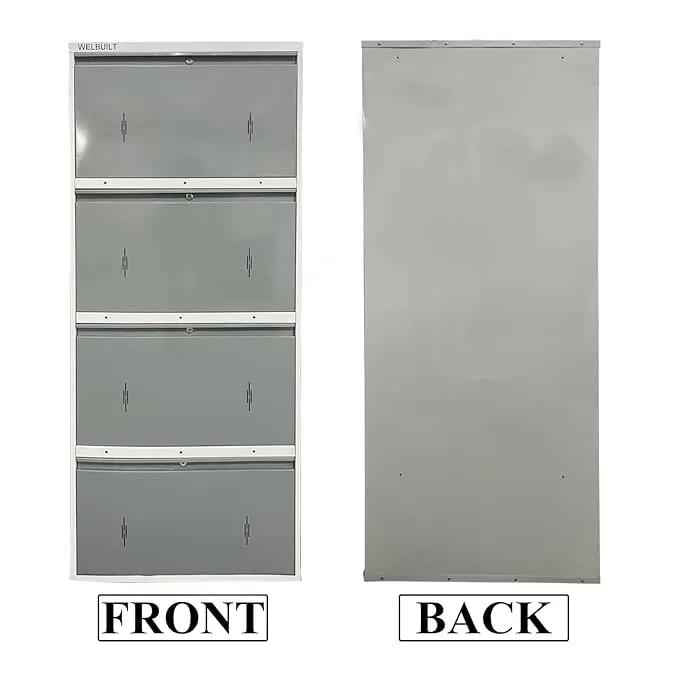 29" Wall Mounted Shoe Rack - Double Decker Metal Organizer for 24 Pairs with Lock - White and Grey