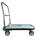 Welbuilt 500 Kg Capacity Two Brake Wheel Foldable Portable Stainless Steel Platform Trolley Push Cart with All 360 Degree Swivel Wheels-Trollays-Welbuilt Products-Aman Overseas