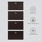Welbuilt Metal Wall Mounted Shoe Rack | 24-28 Pairs | Double Decker 4 Door 8 Shelf | Powder Coated with Lock | White & Brown