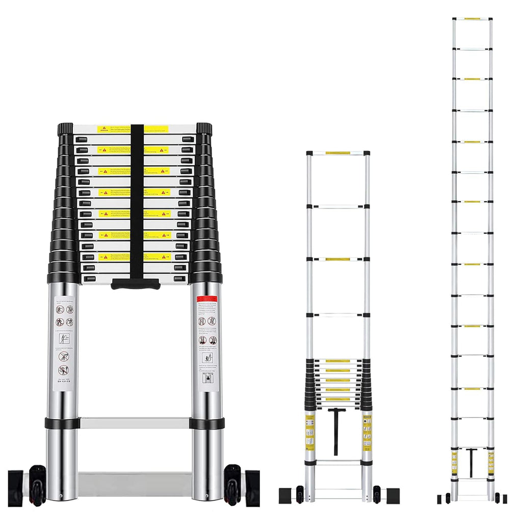Welbuilt 23Feet (7Meter) Telescopic Ladder 16 Step | 2-Year Warranty | EN131 Certified Foldable Multipurpose Ladder for Home & Outdoor use-Building Supplies-Welbuilt Products-Aman Overseas