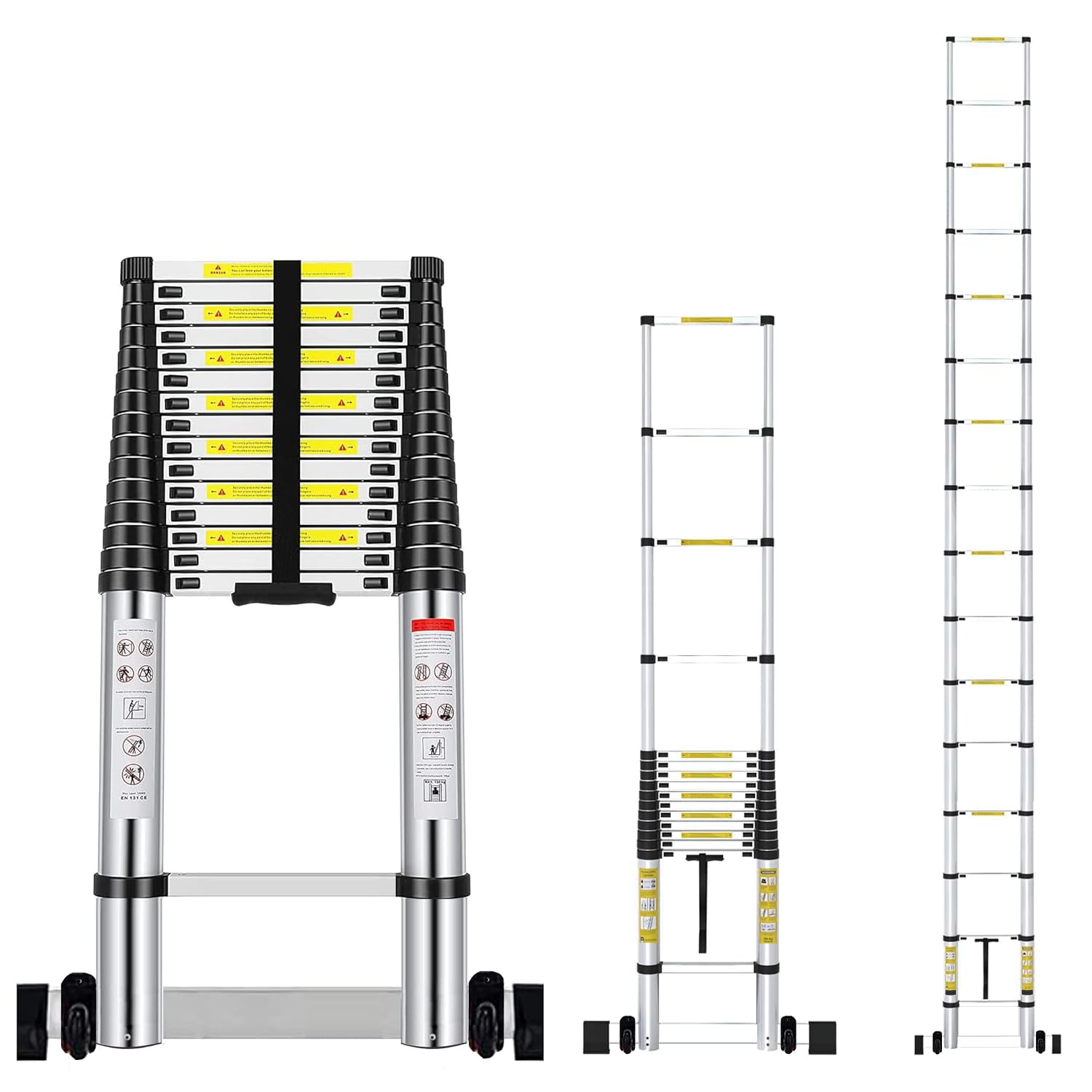 Welbuilt 23 Feet (7 Meter) 18 Step Portable & Compact Telescopic Ladder | 2-Year Warranty | EN131 Certified Foldable Multipurpose Step Ladder for Home & Outdoor use (23 Feet Aluminium)-Building Supplies-Welbuilt Products-Aman Overseas