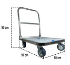 Welbuilt 500 Kg Capacity Two Brake Wheel Foldable Portable Stainless Steel Platform Trolley Push Cart with All 360 Degree Swivel Wheels-Trollays-Welbuilt Products-Aman Overseas