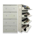 29" Wall Mounted Shoe Rack - Double Decker Metal Organizer for 24 Pairs with 4 Doors and Lock - White