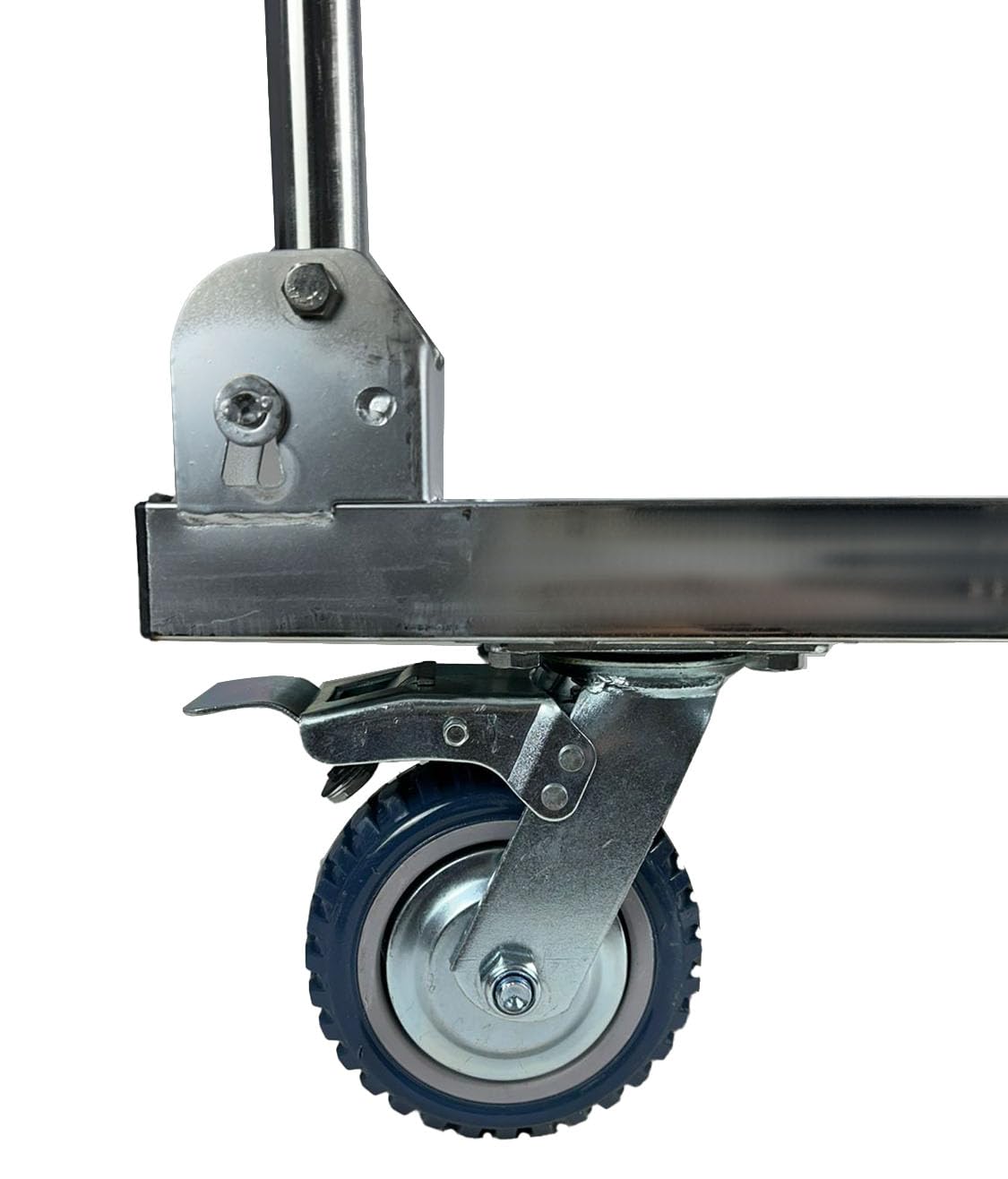 Welbuilt 500 Kg Capacity Two Brake Wheel Foldable Portable Stainless Steel Platform Trolley Push Cart with All 360 Degree Swivel Wheels-Trollays-Welbuilt Products-Aman Overseas