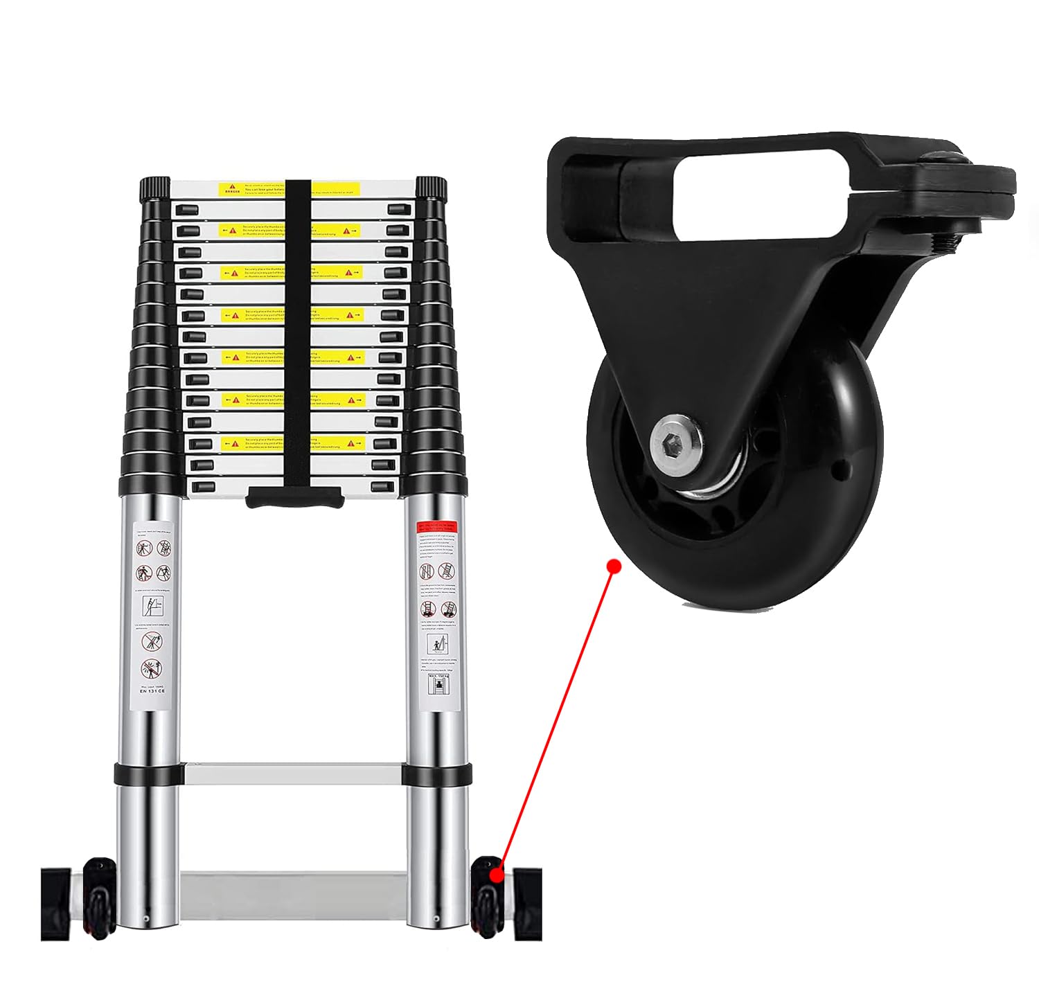 Welbuilt 23Feet (7Meter) Telescopic Ladder 16 Step | 2-Year Warranty | EN131 Certified Foldable Multipurpose Ladder for Home & Outdoor use-Building Supplies-Welbuilt Products-Aman Overseas