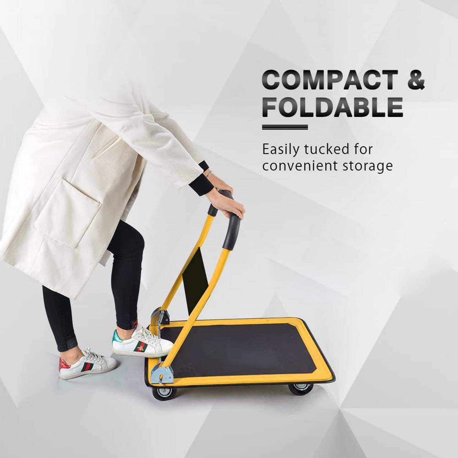 EverBest® Portable Platform Trolley for Lifting Heavy Weight, (Metal 150kg Yellow)-Material Handling Products-Welbuilt Products-Aman Overseas