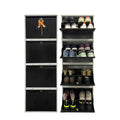 20" Wall Mounted Double Decker Metal Shoe Rack | 4 Door, 8 Shelf | 16 Pairs Footwear | Powder Coating | Front and Side Ventilation | Shoe Chappal Stand Organizer with Lock - White and Brown