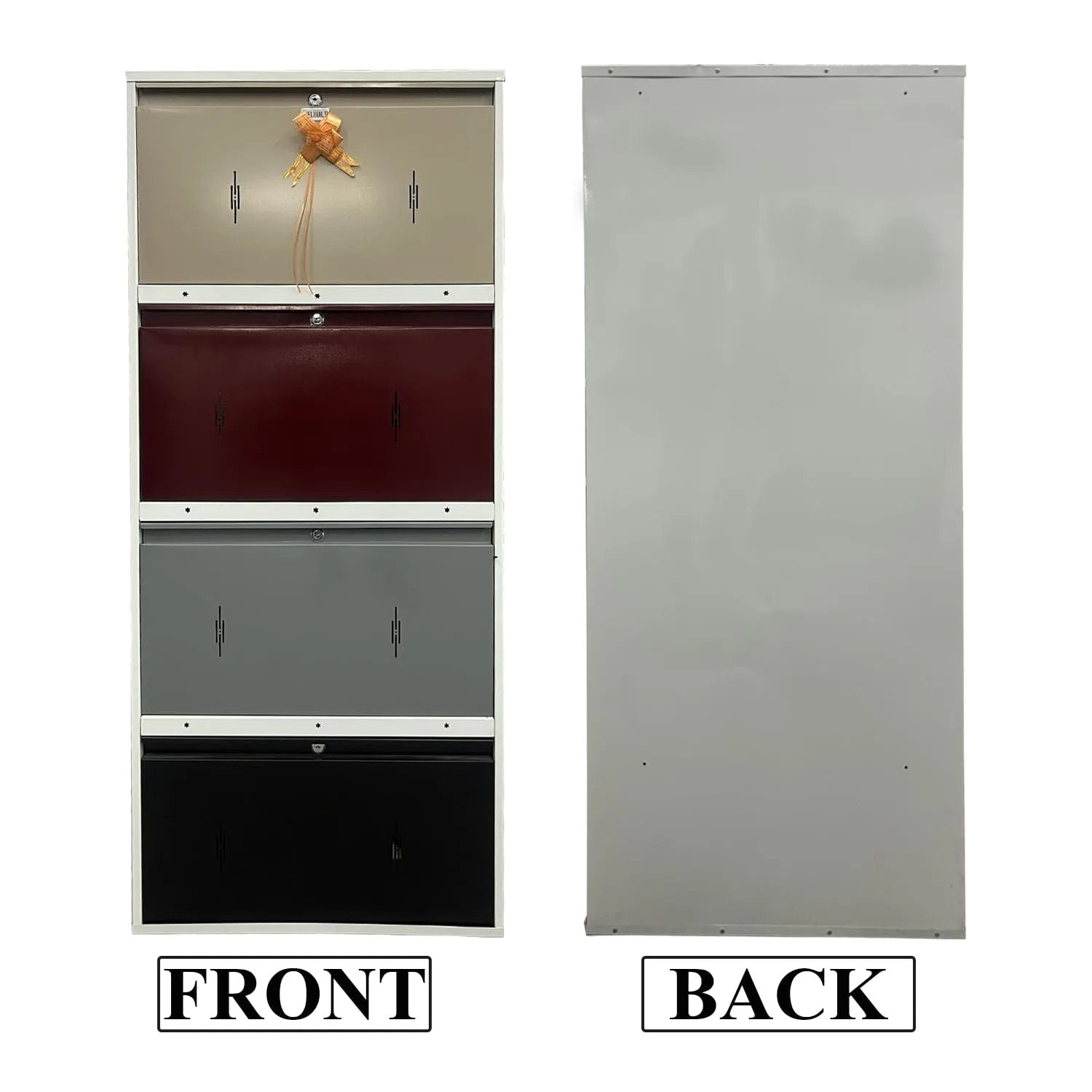 Metal Shoe Rack 24 Pairs Capacity | H-62'' W-26'' D-9.5'' |Wall Mounted Powder Coated 4 Door 8 Shelves Double Decker (Multicolor)