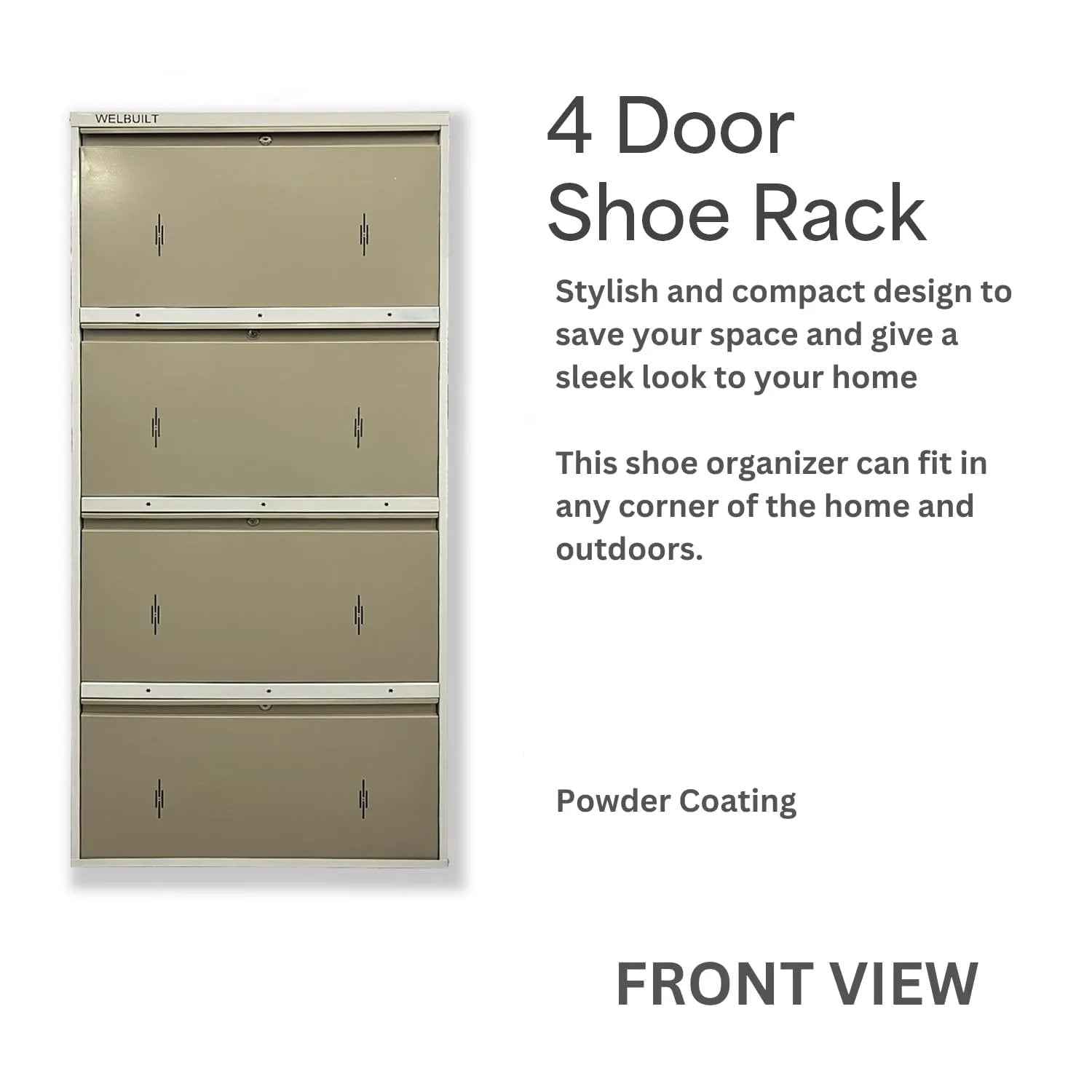 29" Wall Mounted Double Decker Metal Shoe Rack 4 Door | 24 Pairs Footwear | Shoe Chappal Stand Organizer with Lock