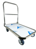 Welbuilt 500 Kg Capacity Two Brake Wheel Foldable Portable Stainless Steel Platform Trolley Push Cart with All 360 Degree Swivel Wheels-Trollays-Welbuilt Products-Aman Overseas