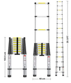 Welbuilt 6.2 Meter (20.5 ft) Telescopic Aluminium Ladder-Stores at 3.8 ft Zero Flex Technology - Stabilizer,Anti Skid feet | 2-Year Warranty EN131 Certified 16-Steps |-Building Supplies-Welbuilt Products-Aman Overseas