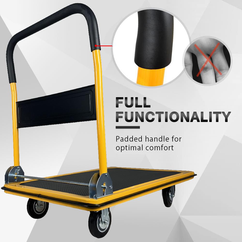 Welbuilt® EverBest® 300 Kg Portable Folding Metal Hand Platform Trolley for Material Handling | 2-Year Warranty | Industrial Cart with 360° Rotating Wheels for Home & Warehouse Use-Material Handling Products-Welbuilt Products-Aman Overseas