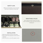 29" Wall Mounted Shoe Rack - Double Decker Metal Organizer for 24 Pairs with 4 Doors and Lock - White