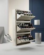 Welbuilt | 3-Door | 18 Pairs | Wall Mounted Metal Shoe Rack | Beige