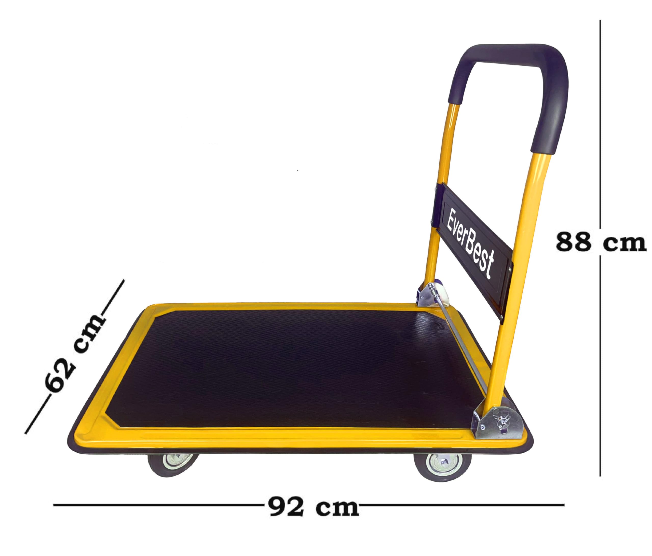 Welbuilt® EverBest® 300 Kg Portable Folding Metal Hand Platform Trolley for Material Handling | 2-Year Warranty | Industrial Cart with 360° Rotating Wheels for Home & Warehouse Use-Material Handling Products-Welbuilt Products-Aman Overseas